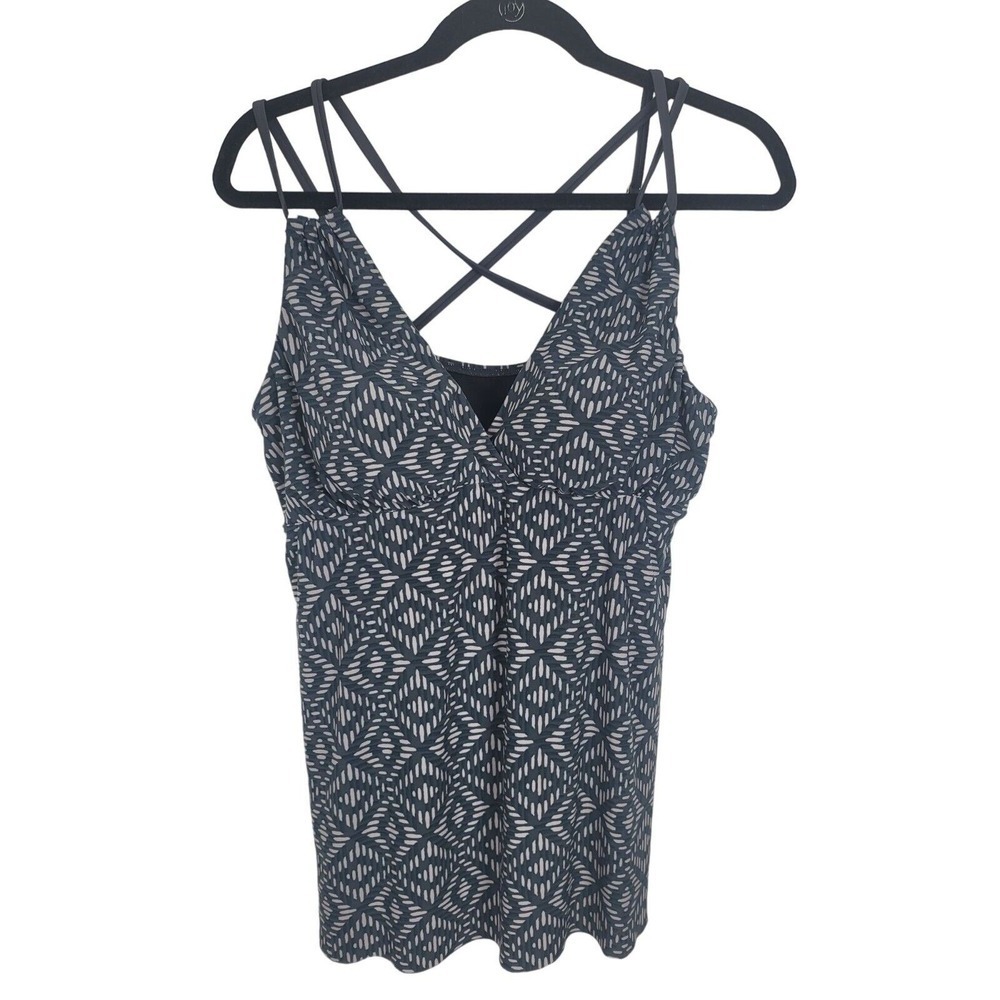 Dreamsuit Swim Top 14 Womens Plus Size Padded Grey Swim Wear Pullover Pool